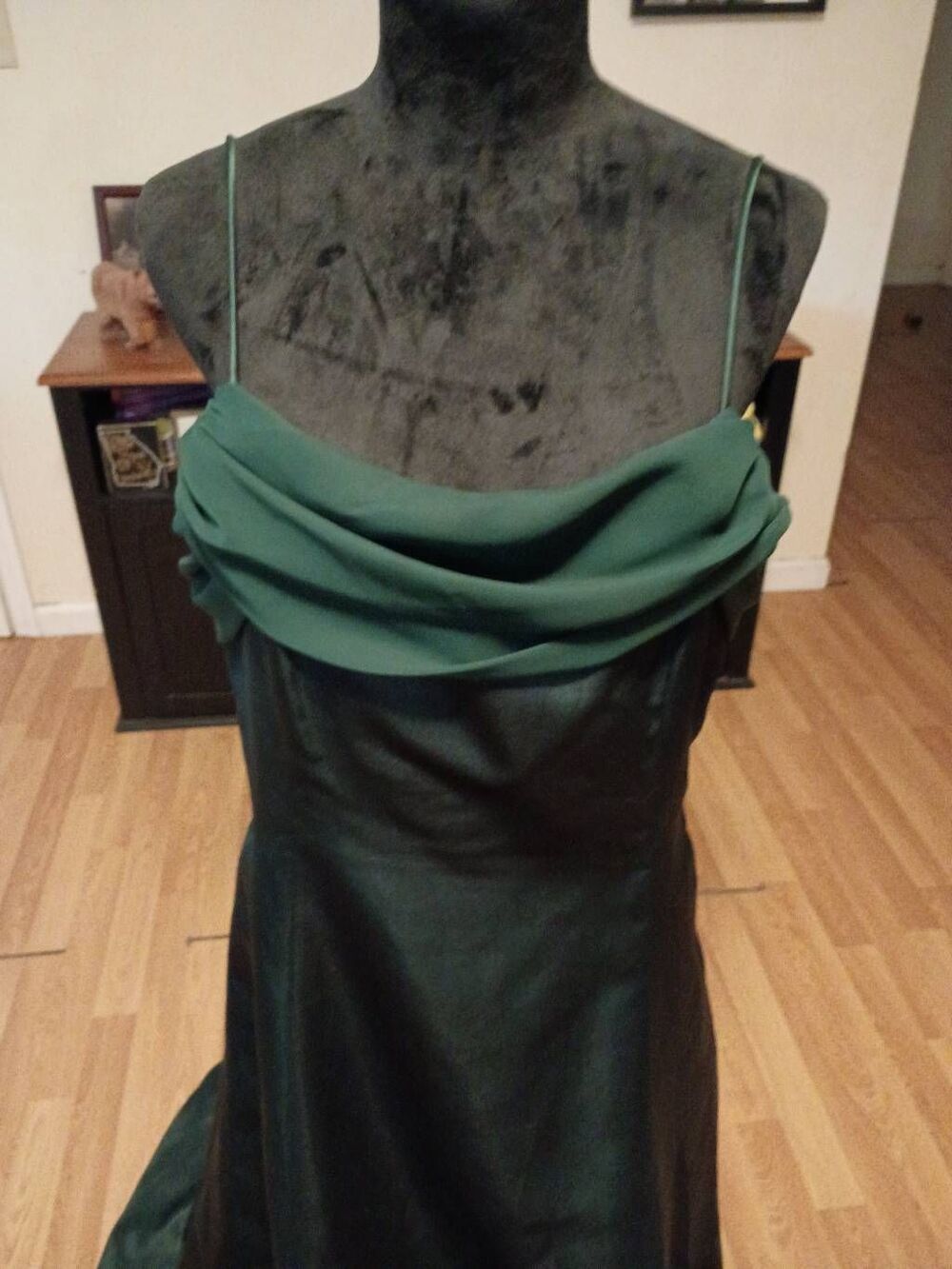Vintage Y2K Size 18 Michaelangelo Green Spaghetti Strap Formal Maxi Long Dress - Picture 2 of 9